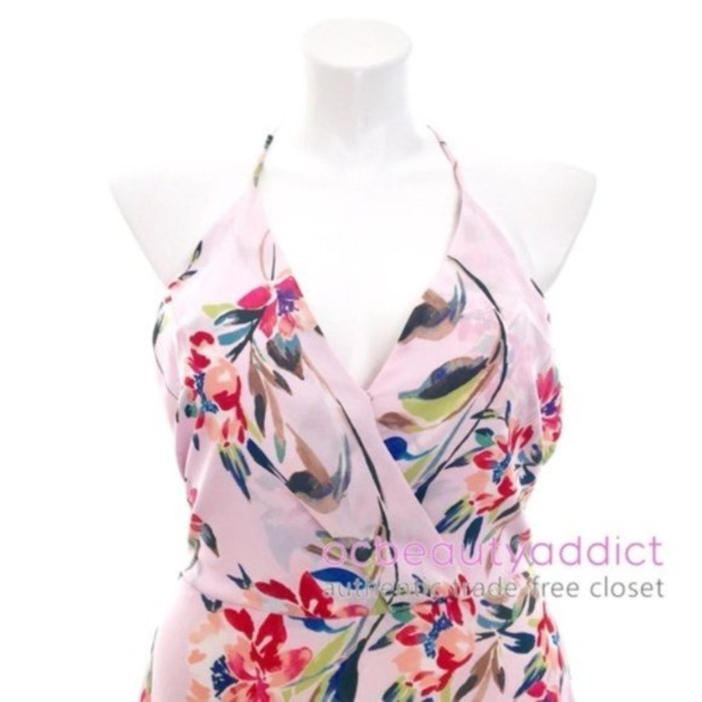 NEW Nordstrom LUSH Flirty Pink Long Floral V Neckline Maxi Dress XL - Picture 2 of 8